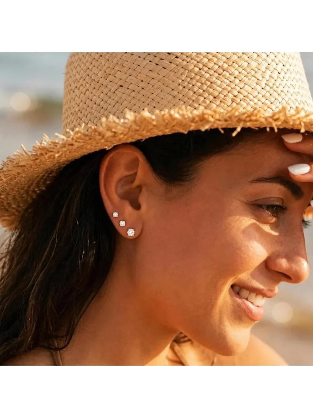 3 Pairs 14K Gold Stud Earrings for Women - Elegant, Versatile Jewelry Set